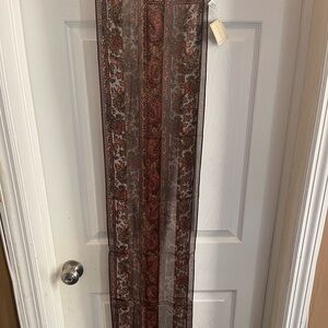 NWT Burgundy & Grey Oblong 💯 Silk Wrap Scarf 11 by 55 1/2 inches
